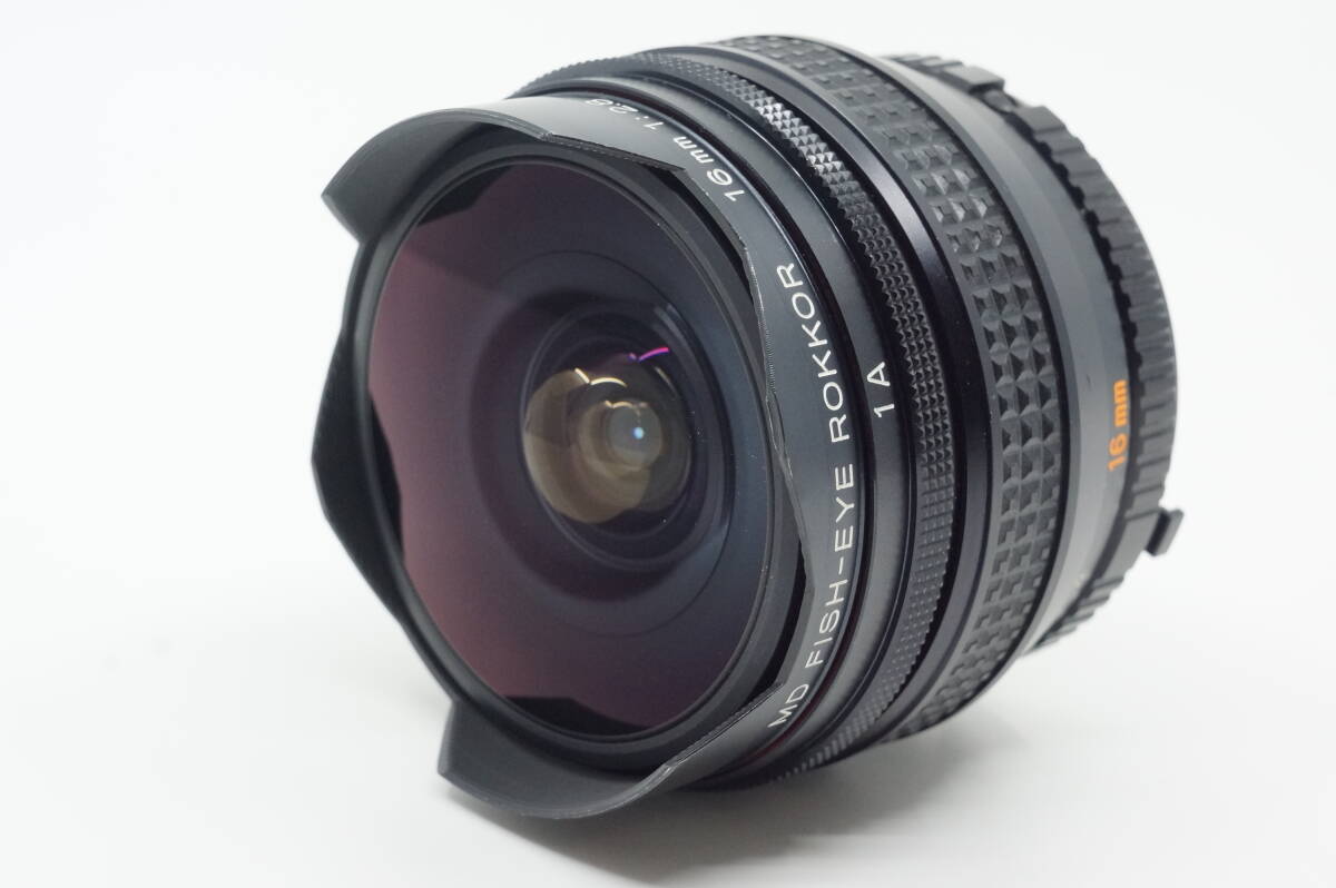 美品 ミノルタ MD FISH-EYE ROKKOR 16mm F2.8 フィッシュアイ minolta MD ロッコール 魚眼レンズ_画像1