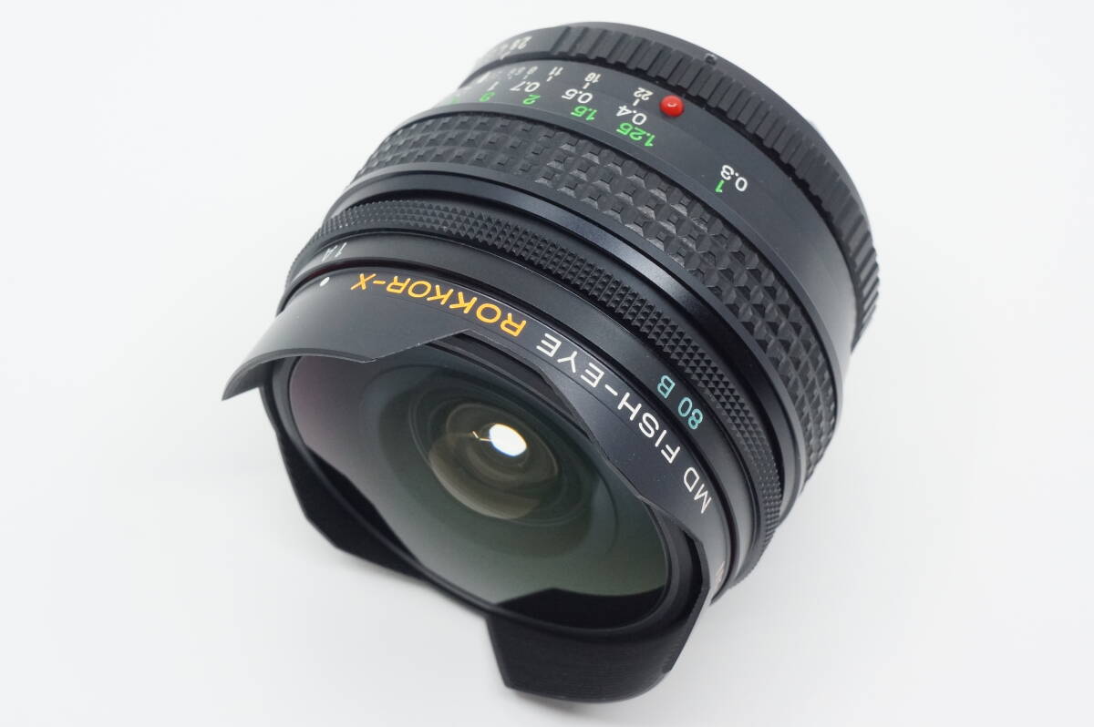 美品 ミノルタ MD FISH-EYE ROKKOR-X 16mm F2.8 後レンズキャップ付き minolta MD フィッシュアイ ロッコール 魚眼レンズ_画像1