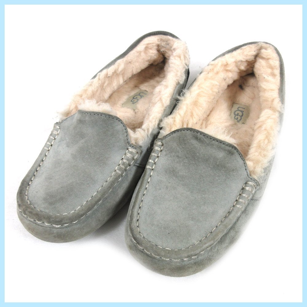 ▲□UGG (アグ) Ansley (アンスレー) サイズ24ｃｍ♪ライトグレー♪スエード♪シープスキン♪ラバーソール♪ムートン♪防寒♪もこもこの画像1