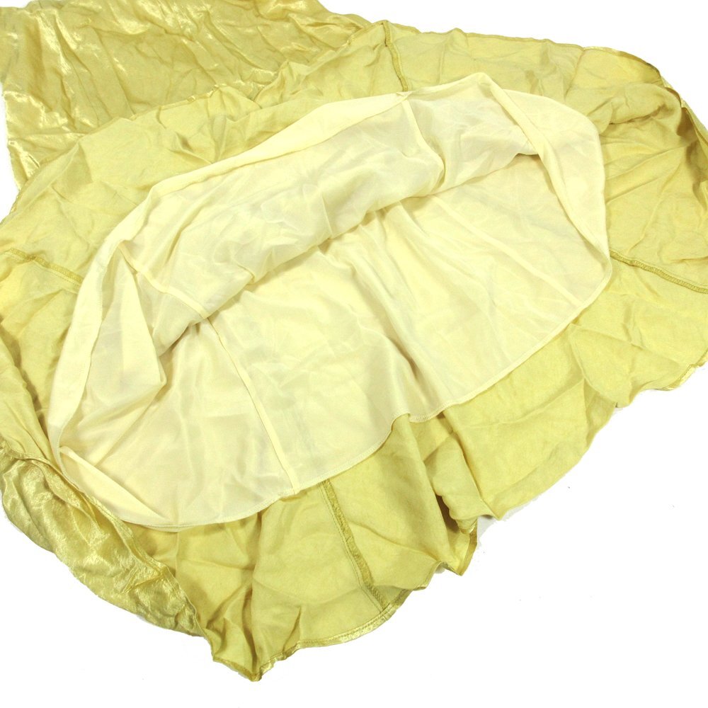 ^*Mila Owen ( Mira o-wen) атлас русалка длинная юбка желтый! размер 0! длинный длина! талия резина! глянец! flair юбка 