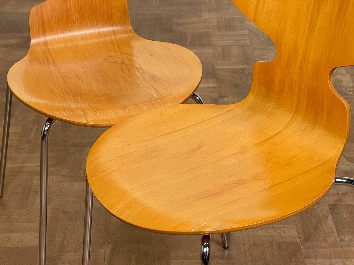 -od8109｜Fritz Hansen Arne Jacobsen ANT3101/アリンコチェア ビーチ クロームレッグ仕様 4脚セット｜フリッツハンセン ダイニングチェア _画像8