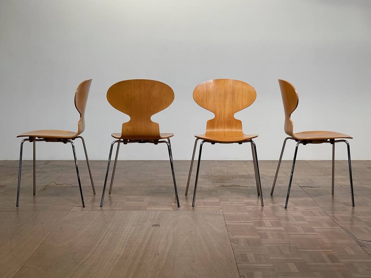 -od8109｜Fritz Hansen Arne Jacobsen ANT3101/アリンコチェア ビーチ クロームレッグ仕様 4脚セット｜フリッツハンセン ダイニングチェア _画像4