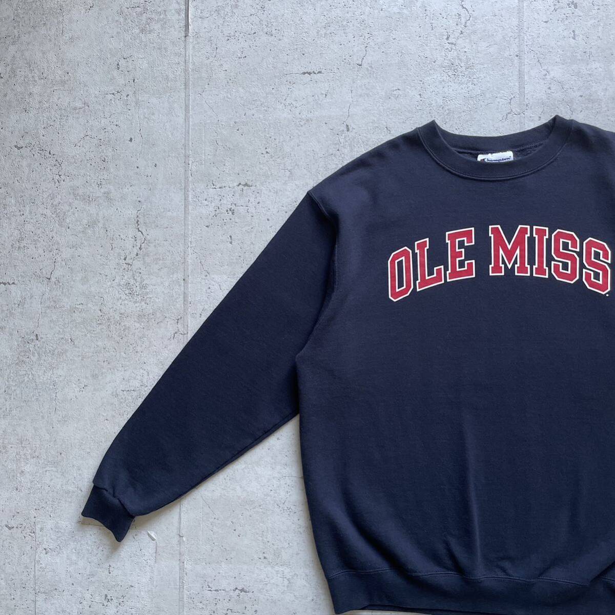 champion チャンピオン カレッジロゴ OLE MISS クルーネック スウェット トレーナー ネイビー XL_画像1