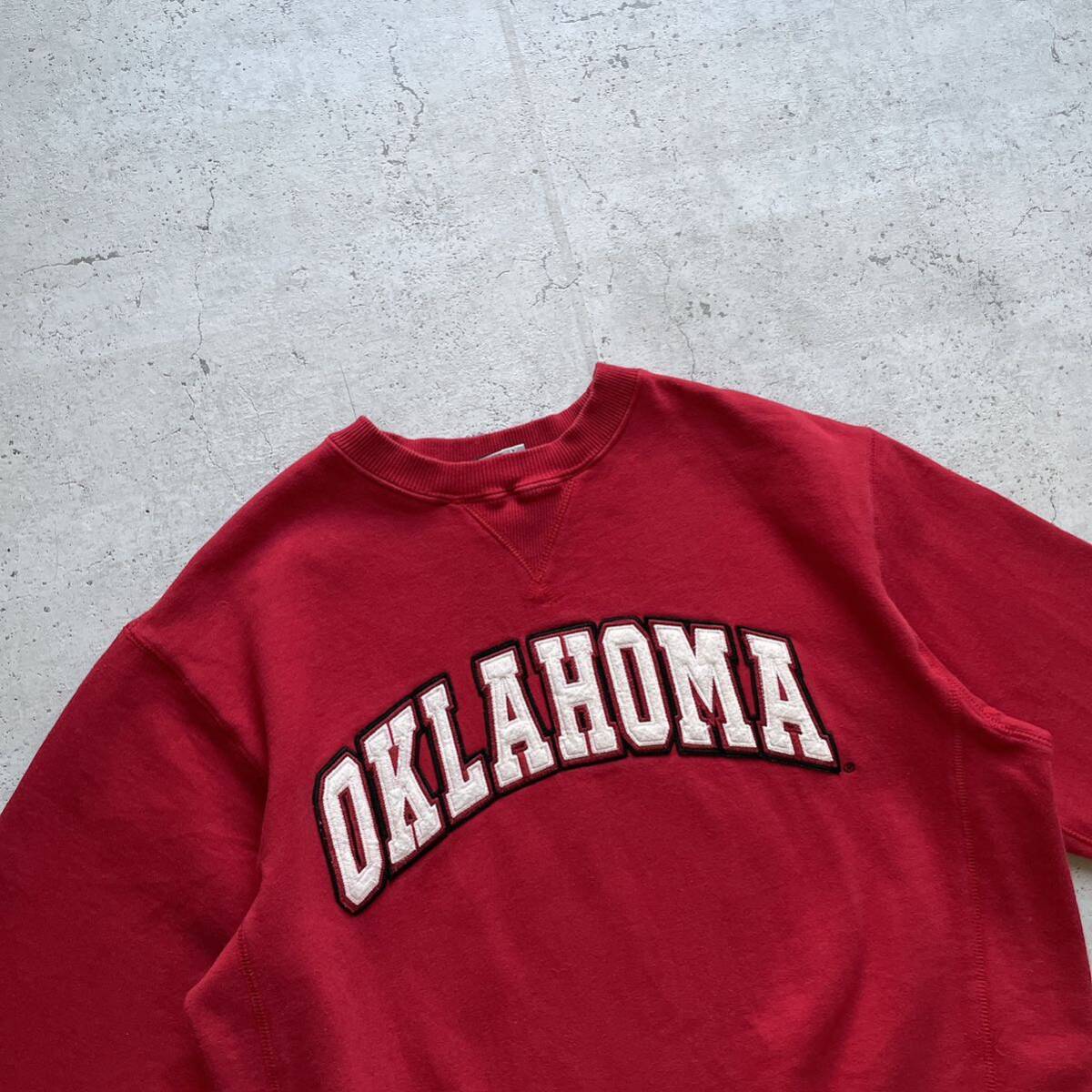 vintage ヴィンテージ 90's colosseum ヘビーオンス カレッジロゴ OKLAHOMA スウェット トレーナー レッド M_画像3