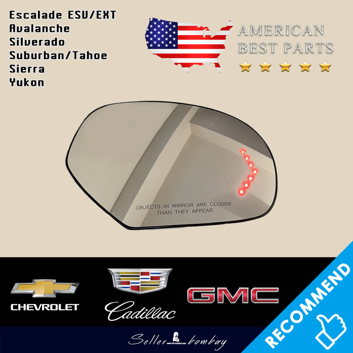 [ same day shipping OK!] new goods unused Escalade / Avalanche / Tahoe / Suburban / silvered / Yukon / Sierra /GMC/ door mirror lens for exchange RED