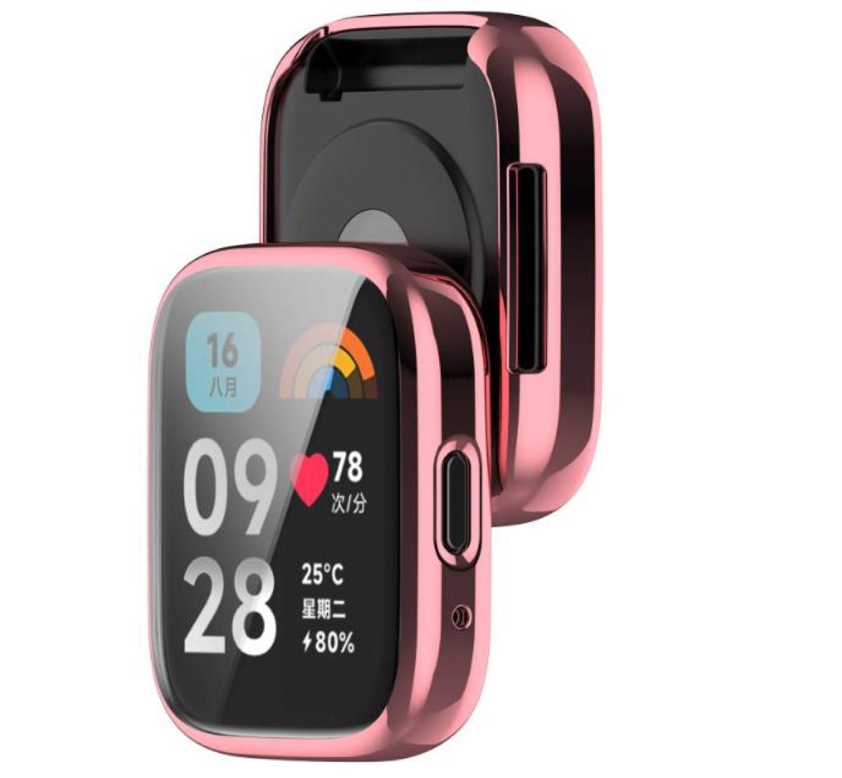 Xiaomi Redmi Watch 3 Active アクティブ ピンク カバー フィルム ケース 画面保護 TPU ソフト