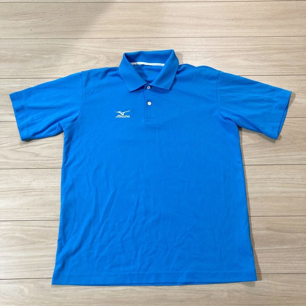MIZUNO Mizuno рубашка-поло рубашка с коротким рукавом тренировка одежда бег одежда L размер бледно-голубой 