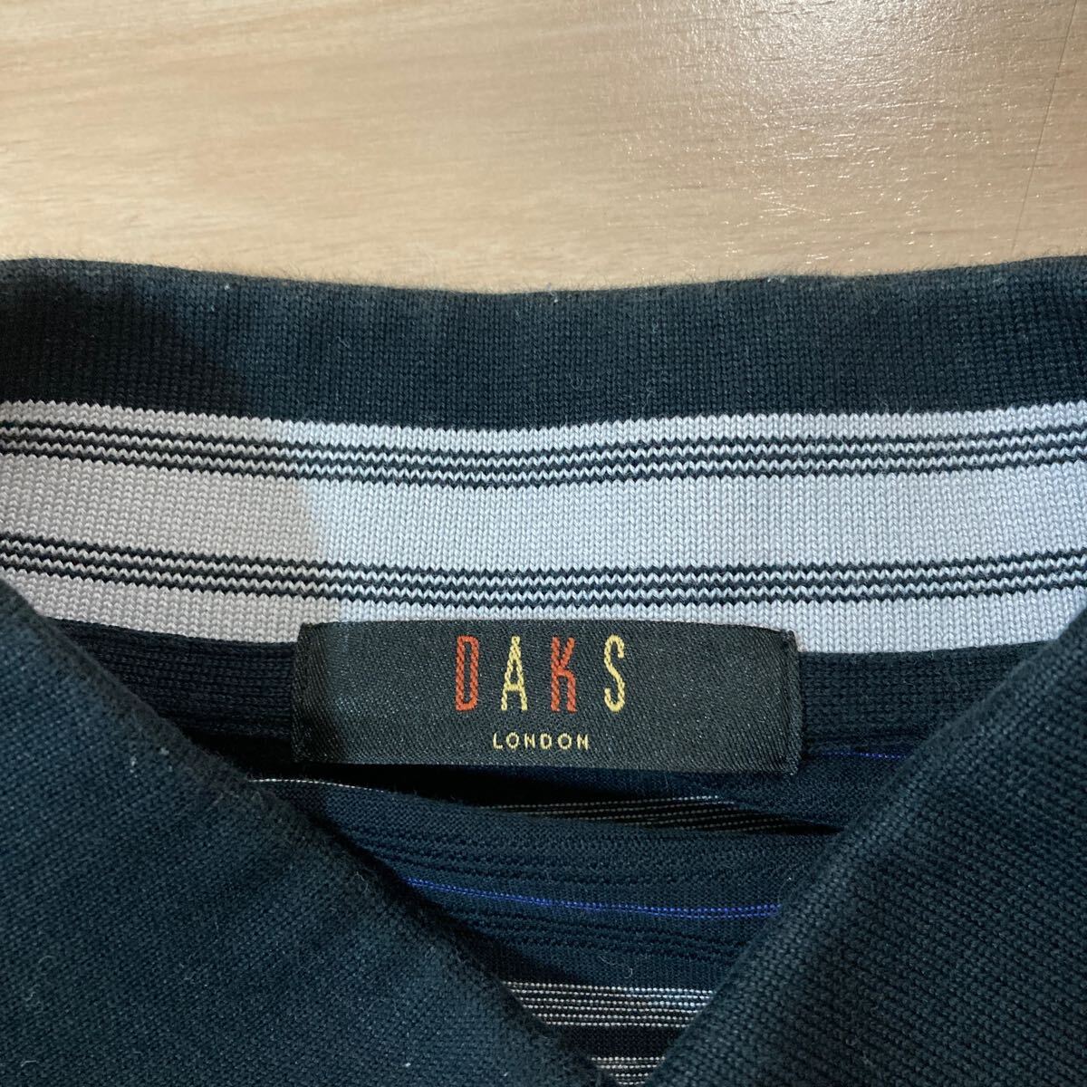 DAKS LONDON ダックスロンドン ポロシャツ 半袖シャツ ボーダーシャツ Lサイズ 黒_画像3