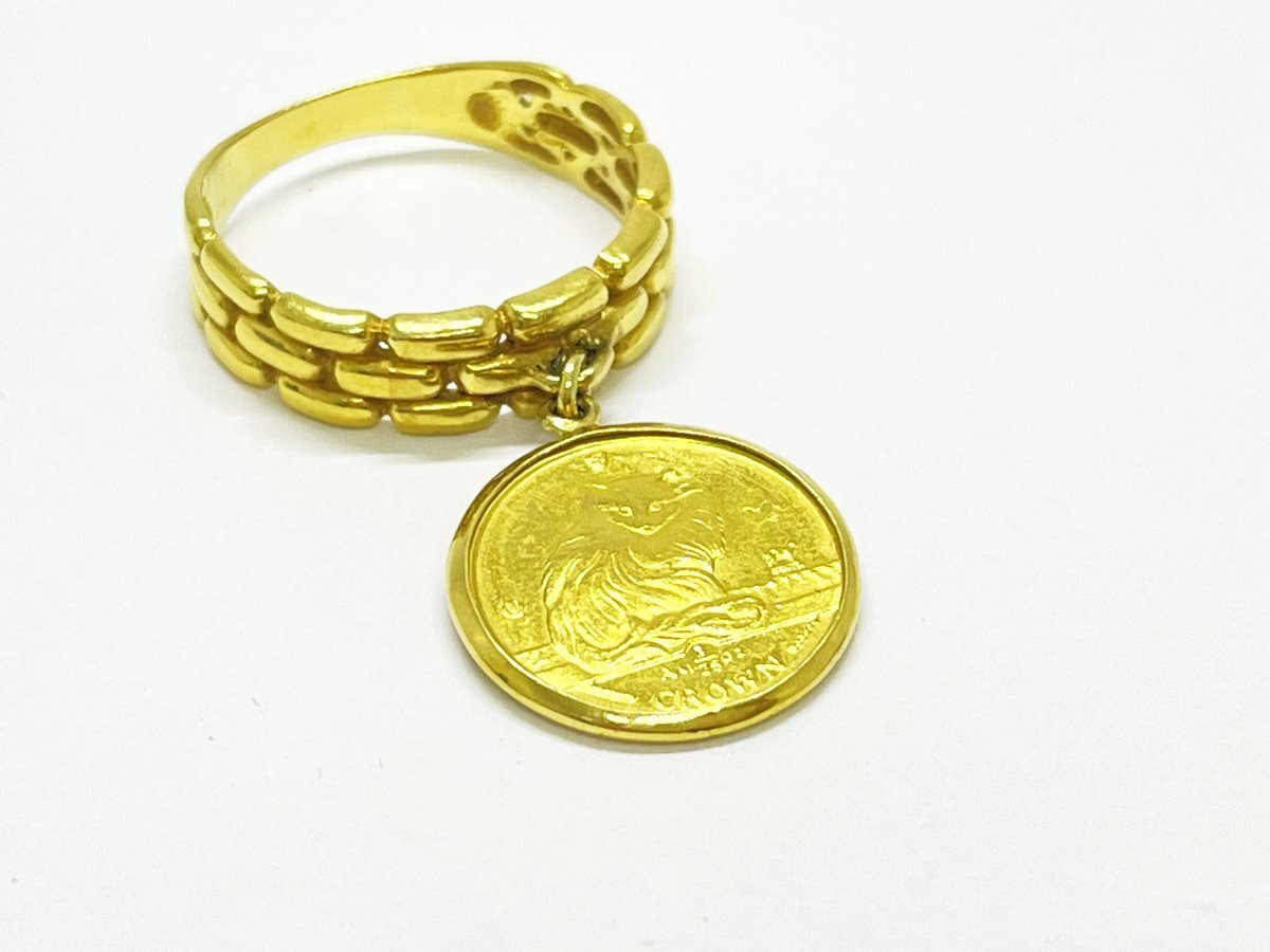 **[ монета ] оригинальный золотой K24 остров Man кошка кошка 1/25oz arm K18 желтое золото золотой . проверка завершено комбинированный кольцо кольцо 11 номер oi **