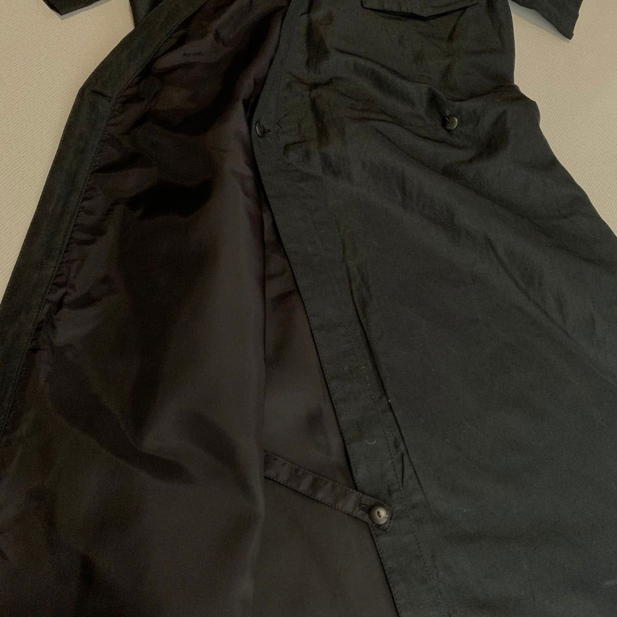 NOVESPAZIO  ワンピース　2way シルク混　半袖　シャツ　ブラック　 ロング  ロングコート　スプリングコート