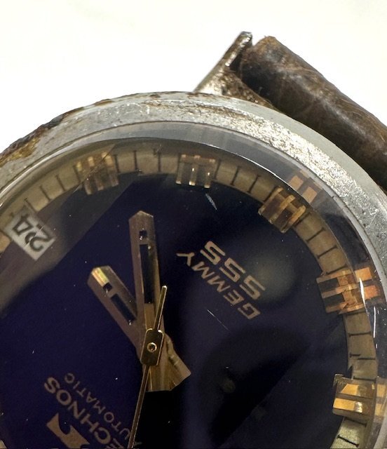 【中古品】(※ベゼル割れ)テクノス TECHNOS 腕時計 GEMMY555 自動巻き【送料別】FW0458の画像6