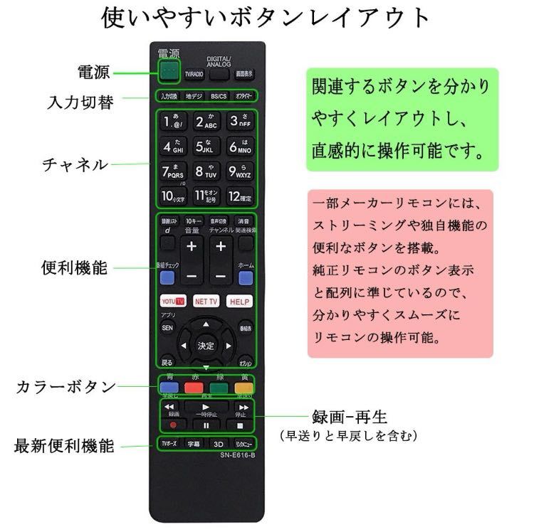 テレビリモコン ソニー 汎用 SONY液晶テレビ用 BRABIA ブラビア 設定不要でスグに使えます 文字が大く簡単 rm-jd018 kd-49x8500b