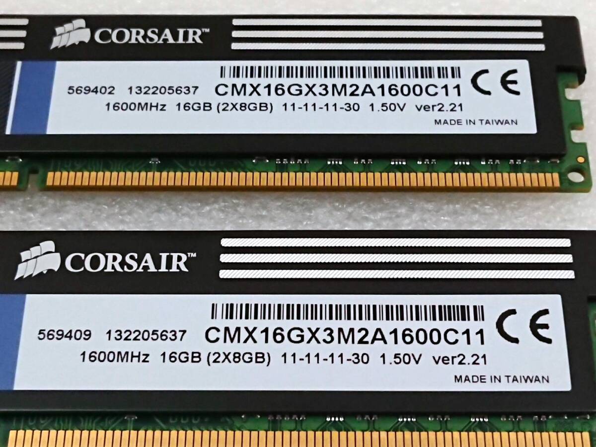 Corsair CMX16GX3M2A1600C11 PC3-12800(DDR3-1600) 8GBx2枚 (計16GB) デスクトップ用メモリ_画像4