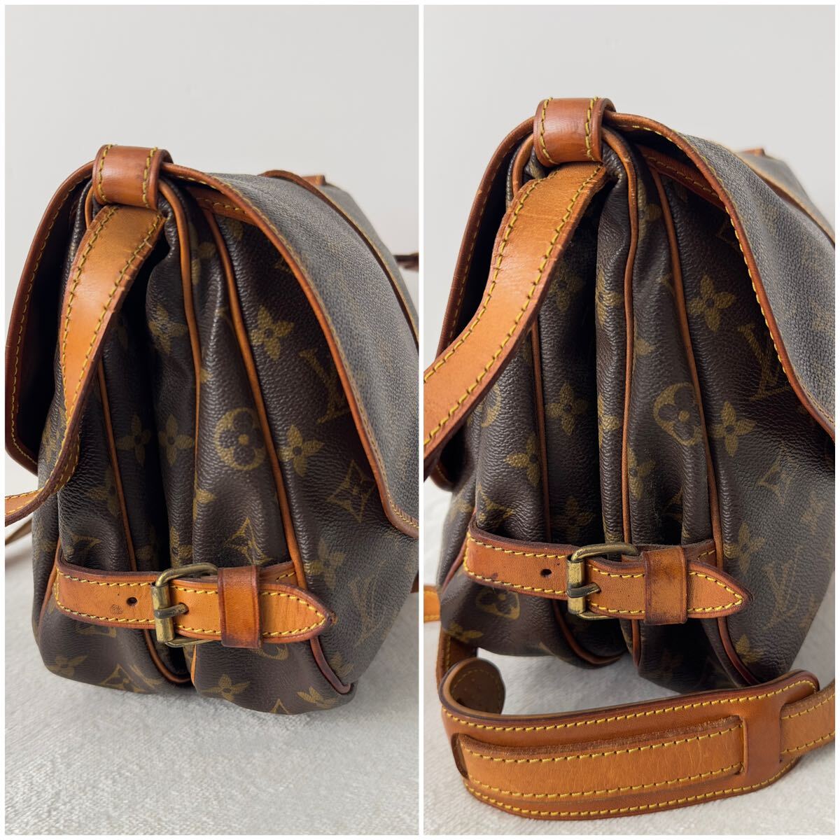 1円〜★LOUIS VUITTON ルイヴィトン ソミュール30 ショルダーバッグ モノグラム フラップ M42256 ブラウン メッセンジャーバッグ 茶色 4_画像4