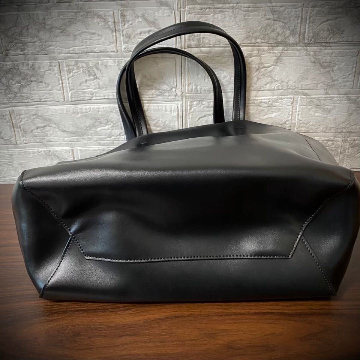 イタリアンレザー トートバッグ ブラック 本革 牛革 大容量 バックインバッグ 付 カバン 新品 メンズバッグ　レディースバッグ