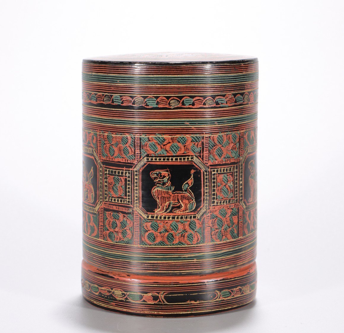 【安】清時代 漆器 瑞獣紋蓋盒 極細工 古置物 古擺件 中国古美術 古美味 時代物 古董品 300_画像2