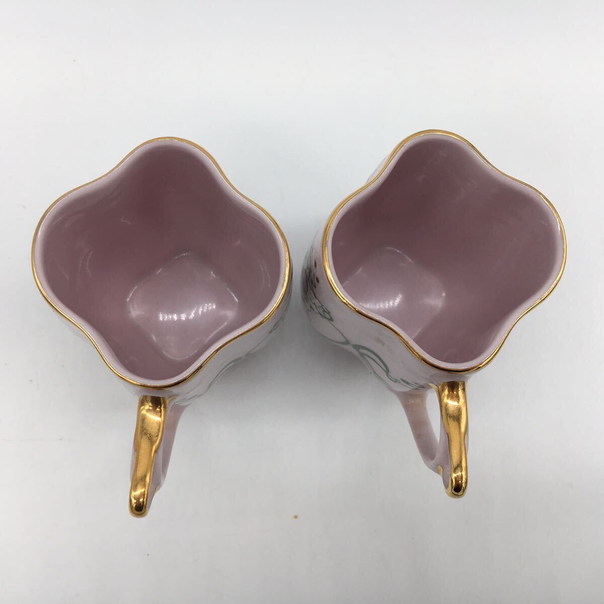 H&C ホドフ ショドフ ピンク ポーセリン 金彩 カップ＆ソーサ― ペア チェコ スロバキア Czechoslovakia pink porcelain 現状品の画像4