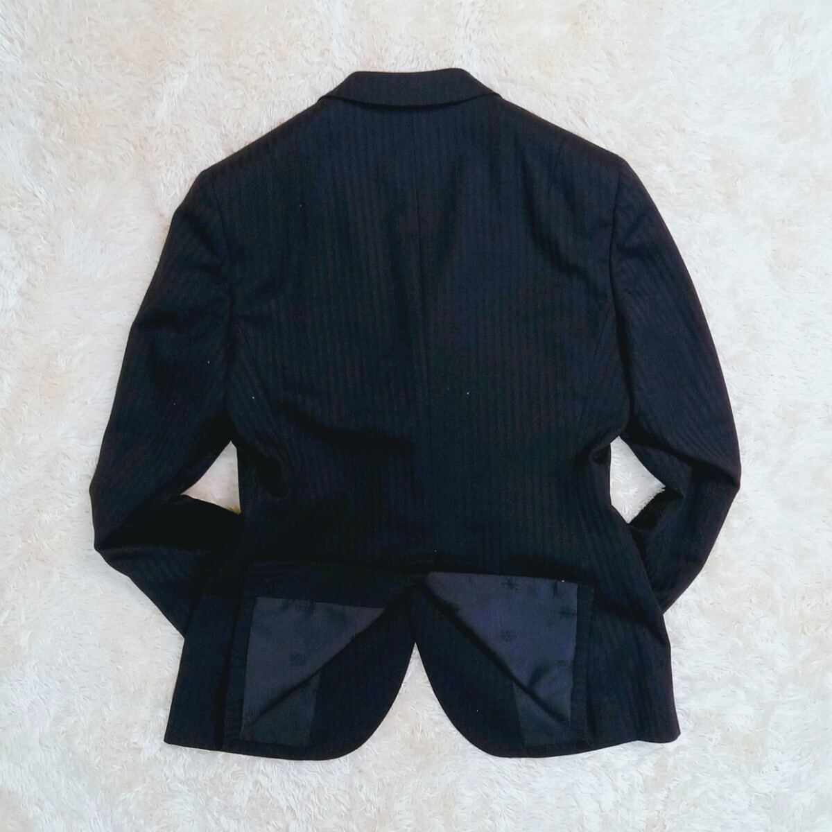 ザスーツカンパニーMODA CLASSIC　モーダクラシック スーツ セットアップ 2ボタン シャドーストライプ カシミヤ混ブラック 黒 super110 _画像4