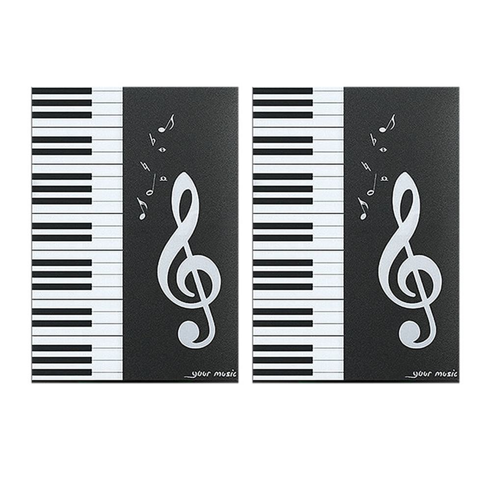 2個セット 楽譜ファイル 見開き カバー 書き込み A4 バンドファイル 譜面ファイル ブラック ピアノ 音楽 MIHIFUMEN_画像1