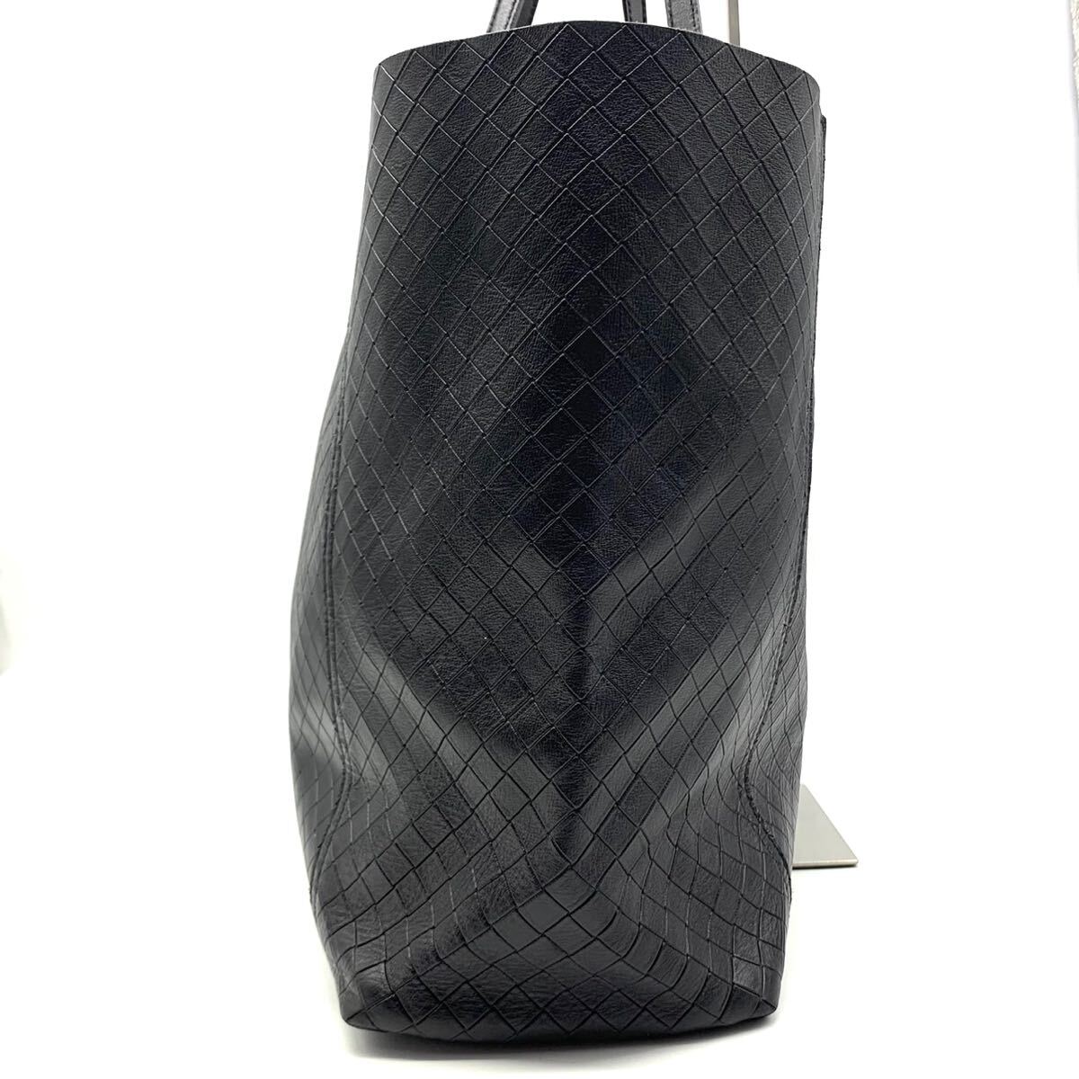 1円●美品●BOTTEGA VENETA ボッテガヴェネタ イントレッチオミラージュ トートバッグ ビジネスバッグ ショルダー肩掛け レザー 黒 メンズの画像4