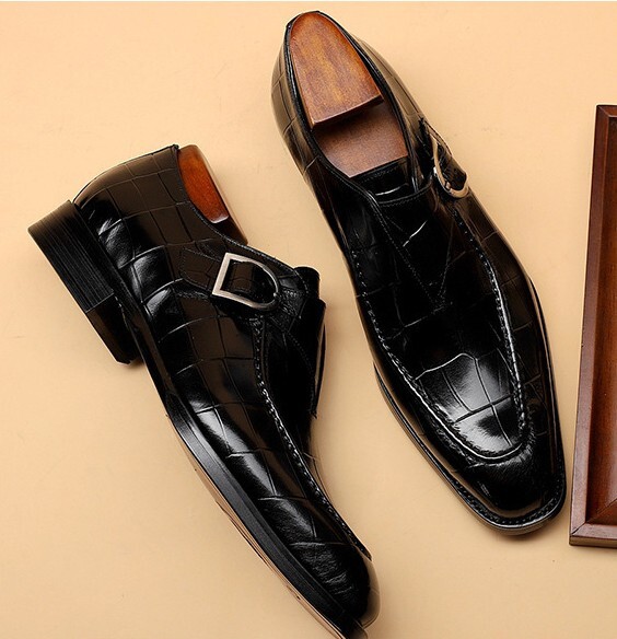 ビジネスシューズ　メンズシューズ　シューズ　靴　ロングノーズ　紳士靴 革靴　フォーマル　モンクストラップ　オシャレ ブラック　26.5cm_画像6