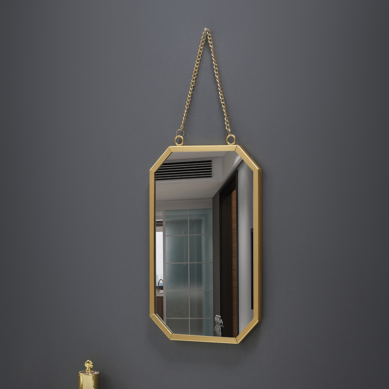 壁掛けミラー壁掛け鏡 吊り鏡 軽量 ミラー 北欧雑貨 アンティーク 玄関 洗面 化粧 浴室 化粧鏡 ゴールドミラー 化粧鏡 Lサイズの画像2