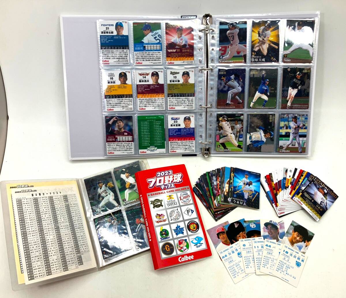 【0080】カルビー プロ野球チップスカード 約300枚まとめ バインダー カードホルダー付き 1986 BASEBALL CARD 他 現状品の画像1