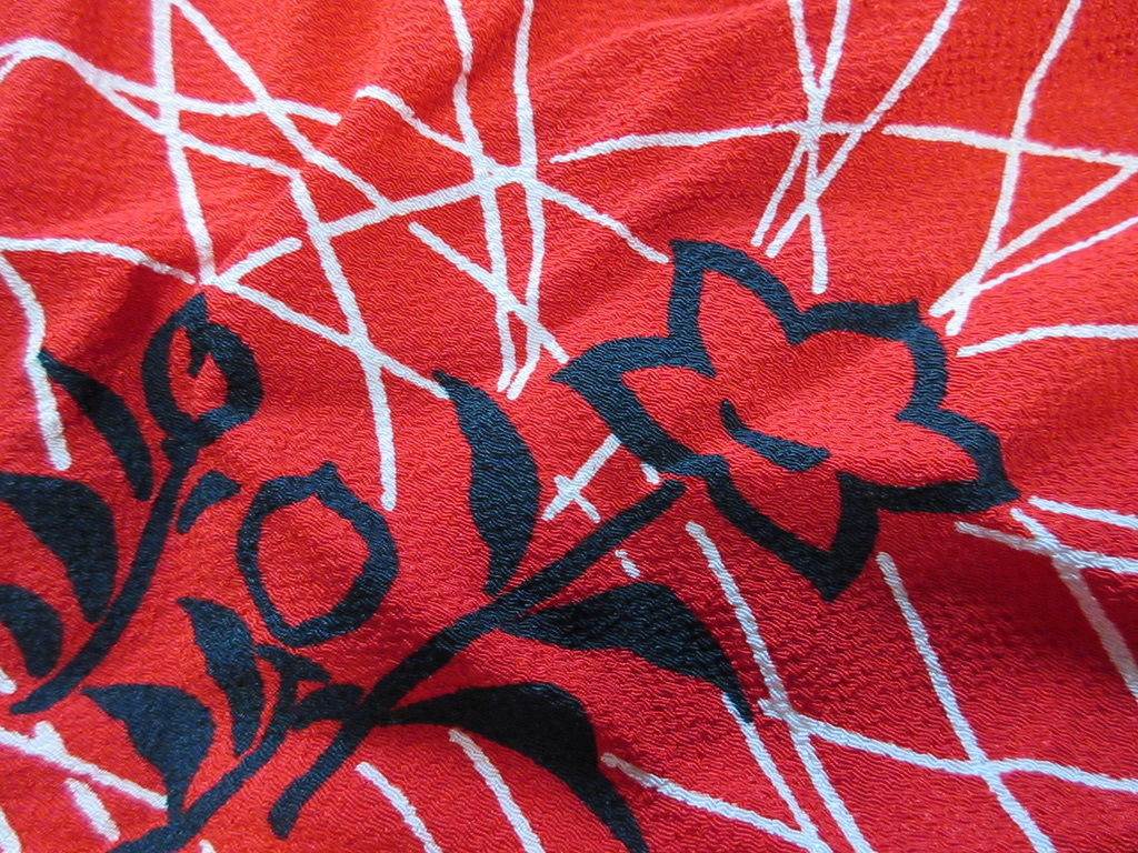  Showa Retro крепдешин фартук * мягкость материалы * 2 -слойный юбка * цветок японский стиль рисунок б/у одежда * свободный размер 