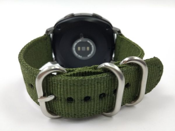 ナイロン製ミリタリーストラップ 交換用腕時計ベルト アーミーグリーン 18mmの画像1