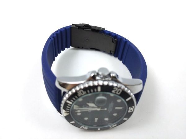 シリコンラバーストラップ 交換用腕時計ベルト Dバックル 22mm ネイビーXブラックの画像2