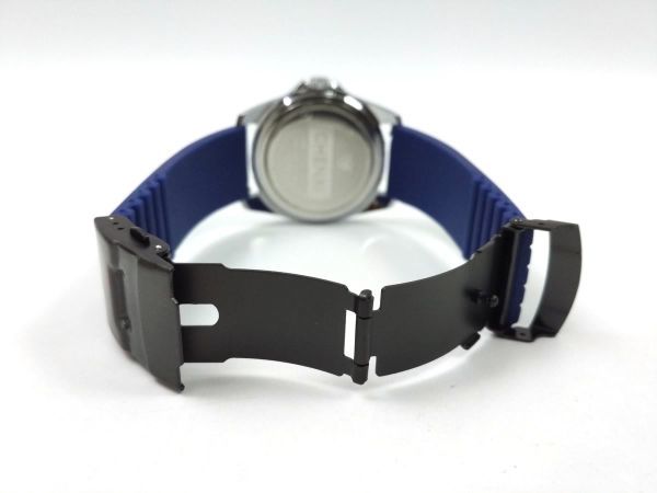 シリコンラバーストラップ 交換用腕時計ベルト Dバックル 22mm ネイビーXブラックの画像5