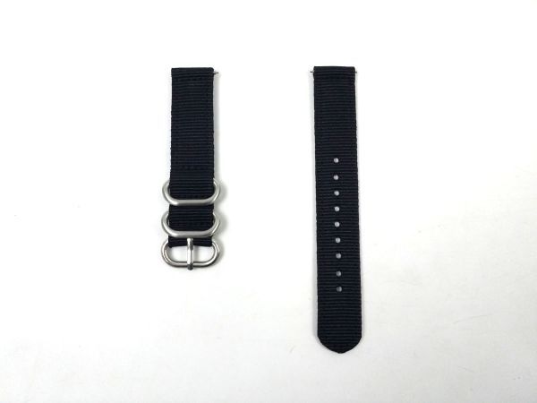 ナイロン製ミリタリーストラップ 交換用腕時計ベルト クイックリリース ブラック 18mmの画像1