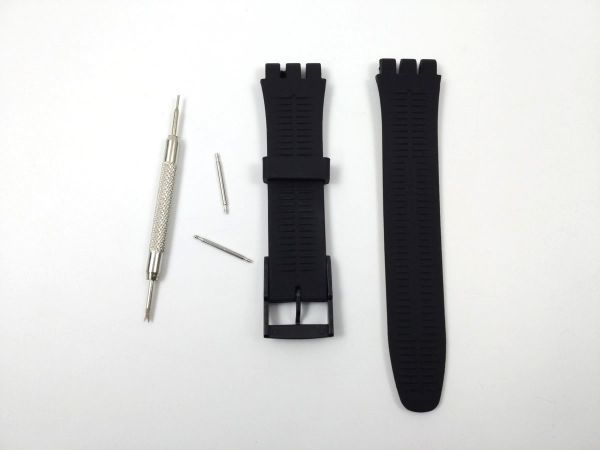 swatch用 シリコンラバーストラップ 交換用腕時計ベルト 19mm ブラック