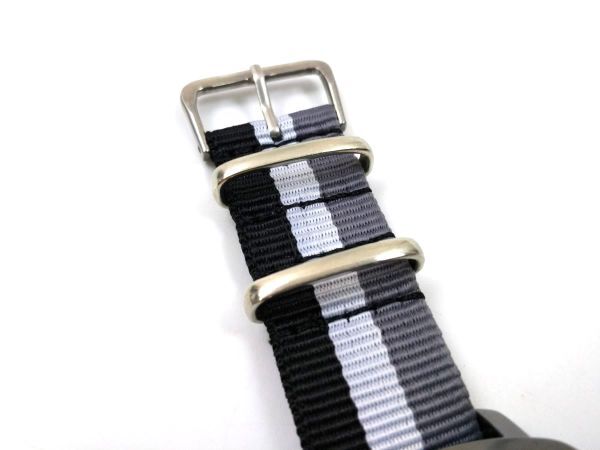  nylon made military strap cloth belt nato type wristwatch black light gray stripe 20mm