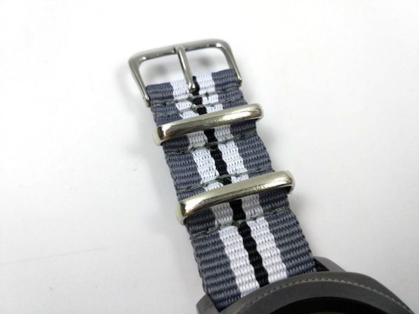  nylon made military strap cloth belt nato type wristwatch gray white black stripe 20mm