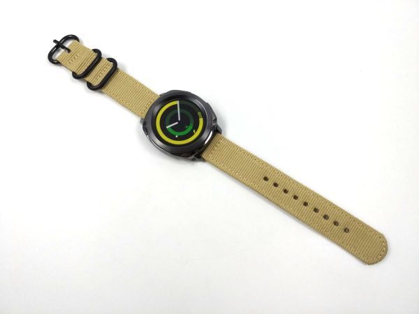 ナイロン製ミリタリーストラップ 交換用腕時計ベルト クイックリリース ベージュXブラック 20mm