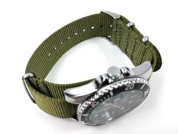 ナイロン製ミリタリーストラップ natoタイプ 腕時計布ベルト アーミーグリーン 22mm_画像2
