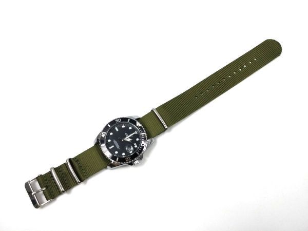 ナイロン製ミリタリーストラップ natoタイプ 腕時計布ベルト アーミーグリーン 22mm_画像3