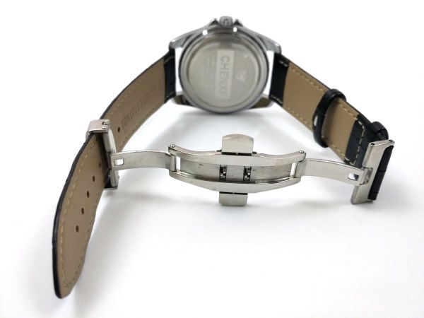 時計交換ベルト 本革レザー Dバックル バネ棒 工具付き 22mm ブラック 白糸の画像5