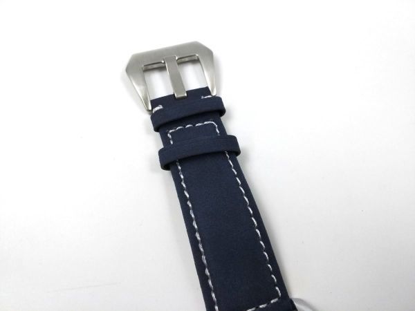 ミリタリー腕時計ベルト 本革レザー ウォッチバンド ステンレスバックル バネ棒付属 22mm ネイビー