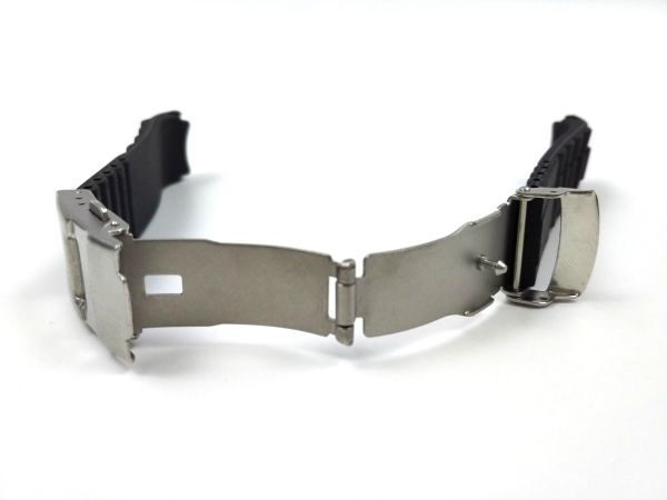 シリコンラバーストラップ 弓カン Wロックバックル 交換用腕時計ベルト キャタピラ2 ブラック 18mm