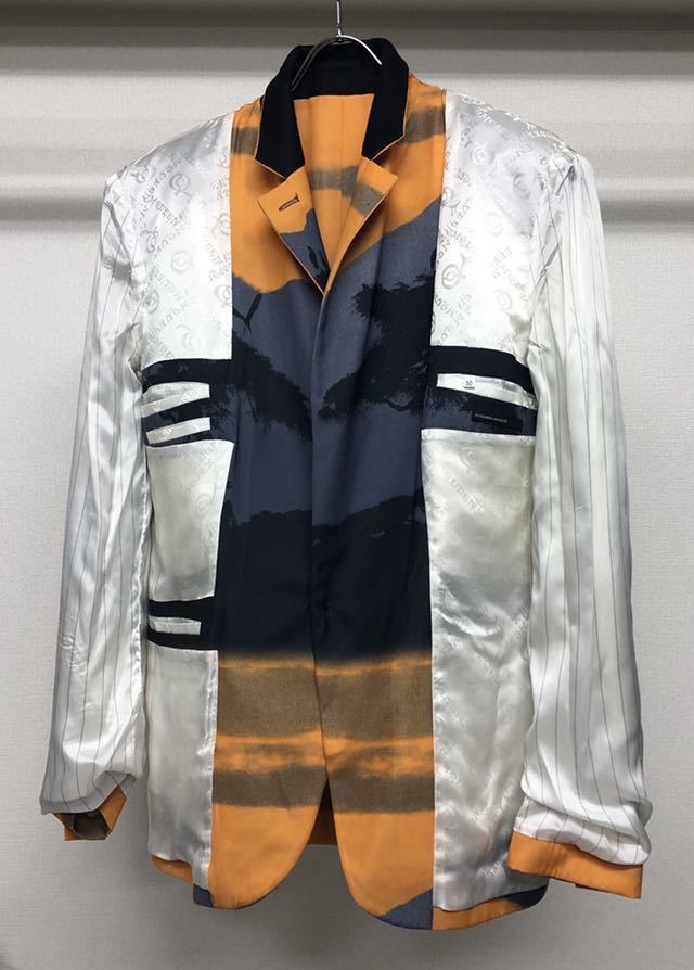90s ALEXANDER MCQUEEN BIRD PRINTED TAILORED JACKET アレキサンダーマックイーン 初期 メンズ ビンテージ 総柄 テーラード ジャケット