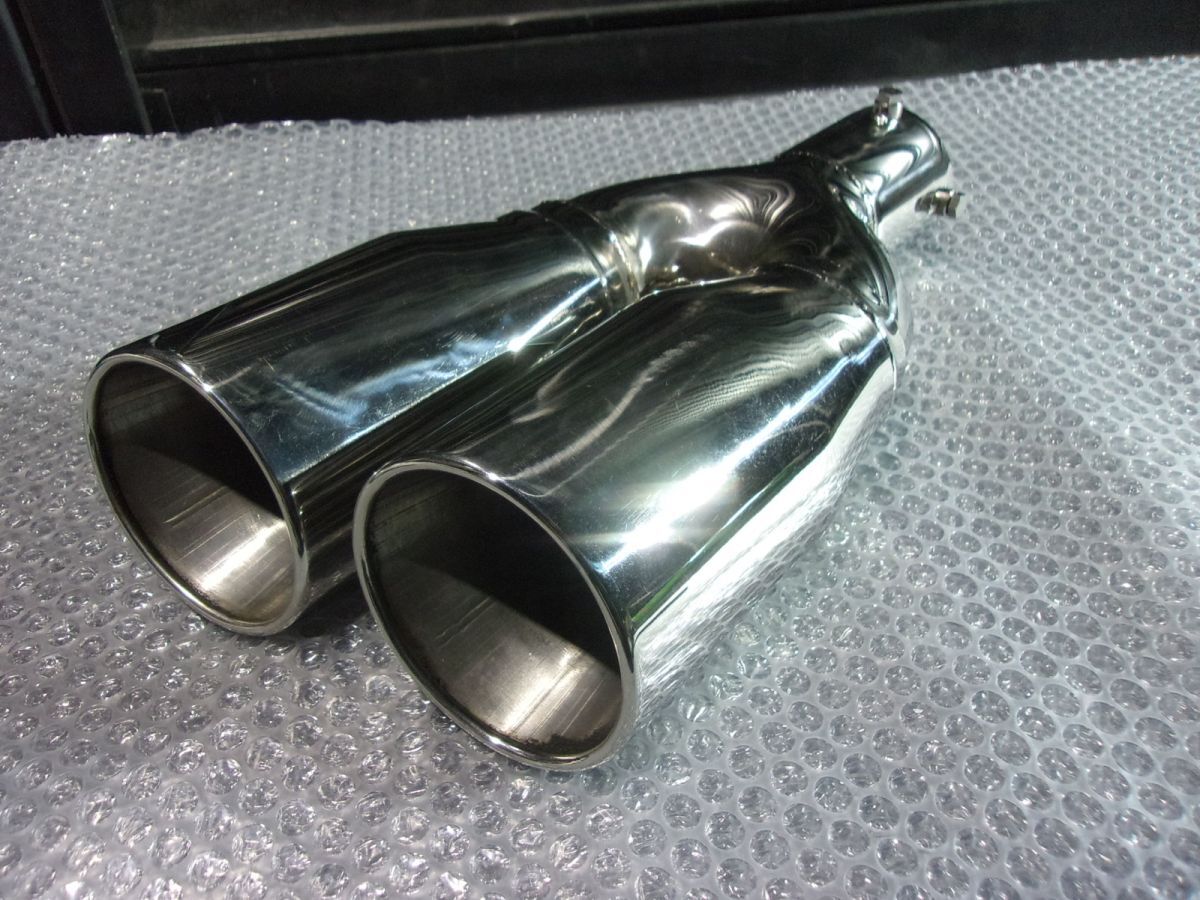 * unused!* non-genuine stainless steel muffler cutter silencer end exit dual 2 pipe out processing for / R3-402