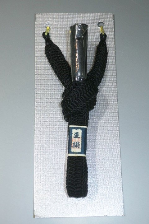 弐9275 男性羽織紐 本絹平打ち Κ黒色 未使用アウトレット品の画像1