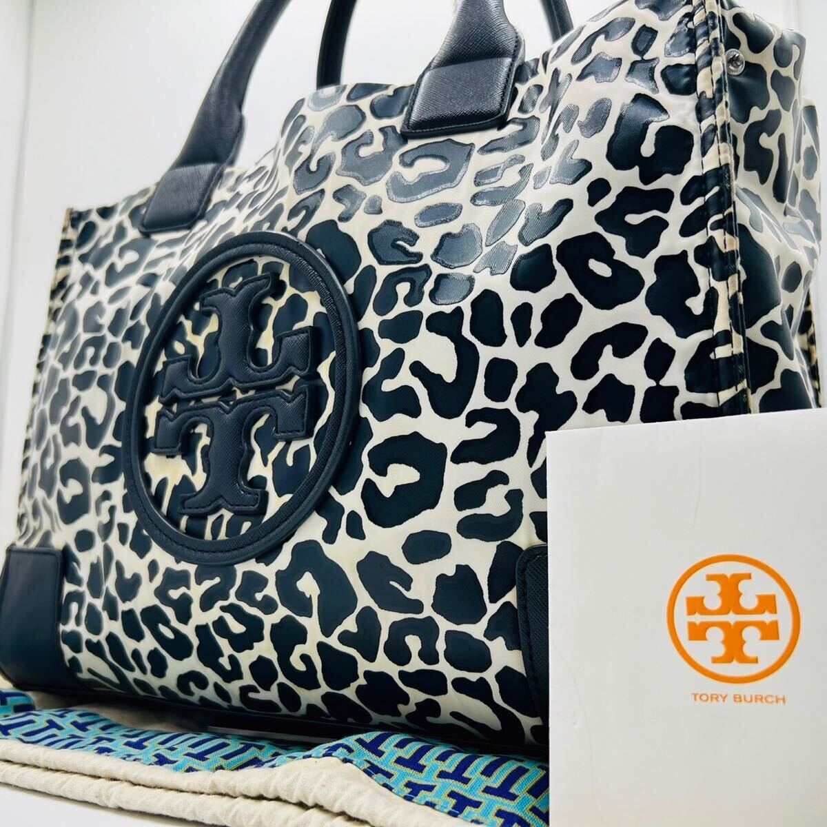 ●入手困難 大人気●TORY BURCH トリーバーチ トートバッグ ハンド ビジネス エラ ヒョウ柄 レオパード A4 レザー レディース 美品 肩掛けの画像1