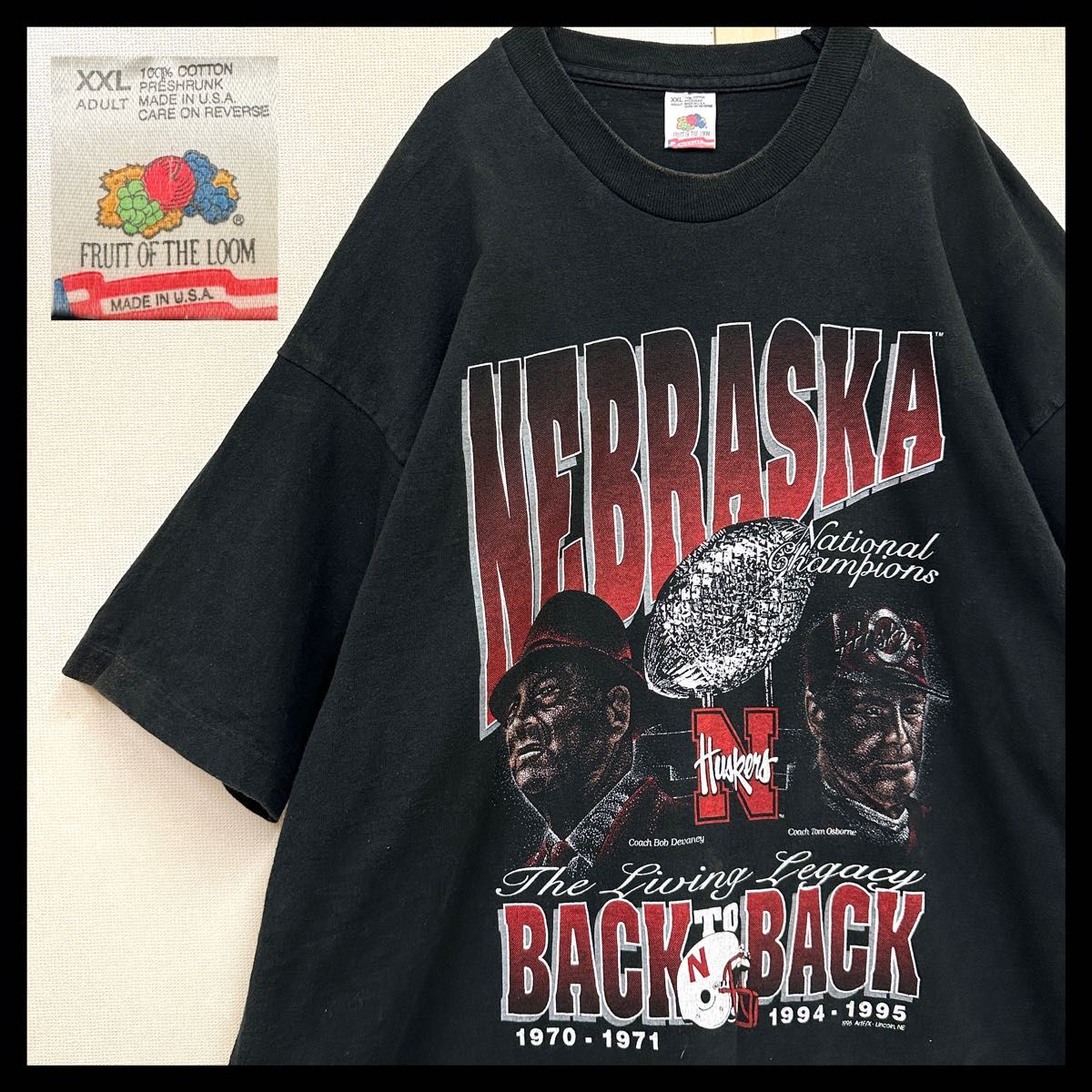 フルーツオブザルーム ネブラスカ ハスカーズ NFL アメフト tシャツ USA製 ビンテージ 80s 90s Tシャツ 