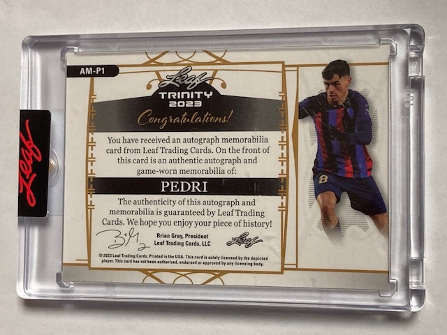 2022 Leaf Trinity Soccer Patch Jersey Autograph Pedri 1/1 ペドリ 実使用パッチジャージ直筆サインカード_画像4