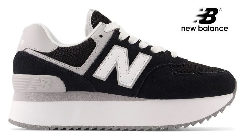 ☆希少☆New Balance 574 厚底スニーカー Black/rain cloud (約25cm)_画像1