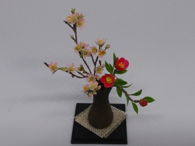 maco's miniature flower ♪桜と椿の生け花♪_画像8