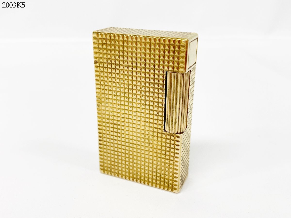 ★S.T.Dupont デュポン ライン1L ローラー ガスライター ダイヤモンドヘッド ゴールドカラー 喫煙具 2003K5-20_画像1